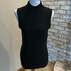 Sleeveless lightweight mock  turtleneck sweater